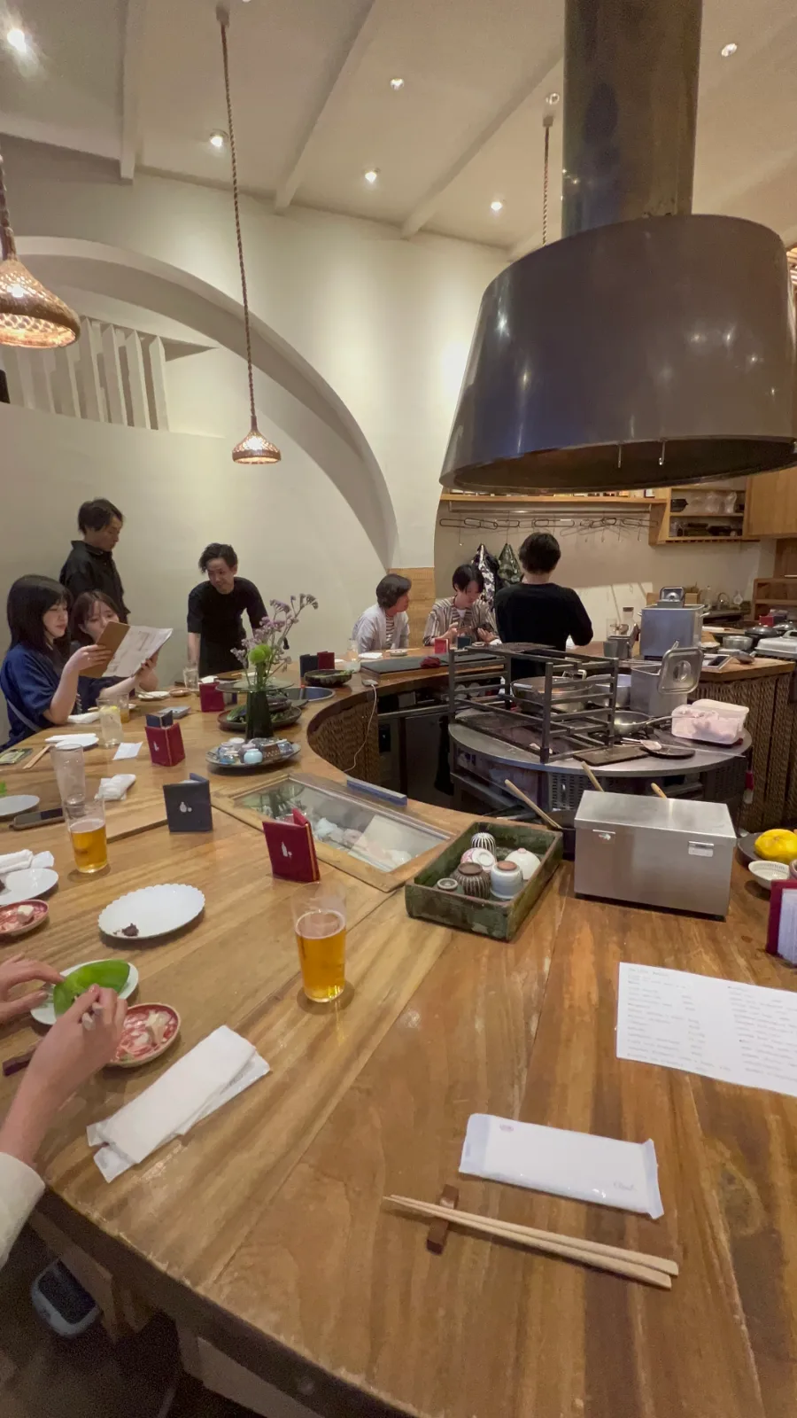 you get to watch the chefs cook in front of you at your seat, all seats have a view because it is circular